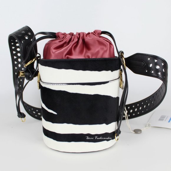 NEW STELLA MCCARTNEY Velvet Bucket Bag | Zebra Print Street Style Icon - Picture 2 of 16